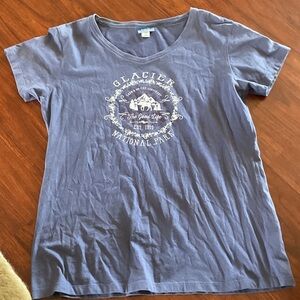 Emi Sportswear Blue T-Shirt for Glacier National Park with v-neck size XL